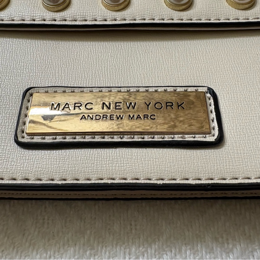 Marc New York Andrew Marc Cream Pearl Detail Crossbody Purse - Picture 9 of 16